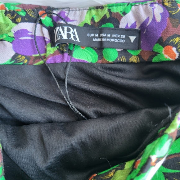 Zara Black and Green Floral Ruffled Layered Mini Skirt Ladies M - Picture 12 of 12